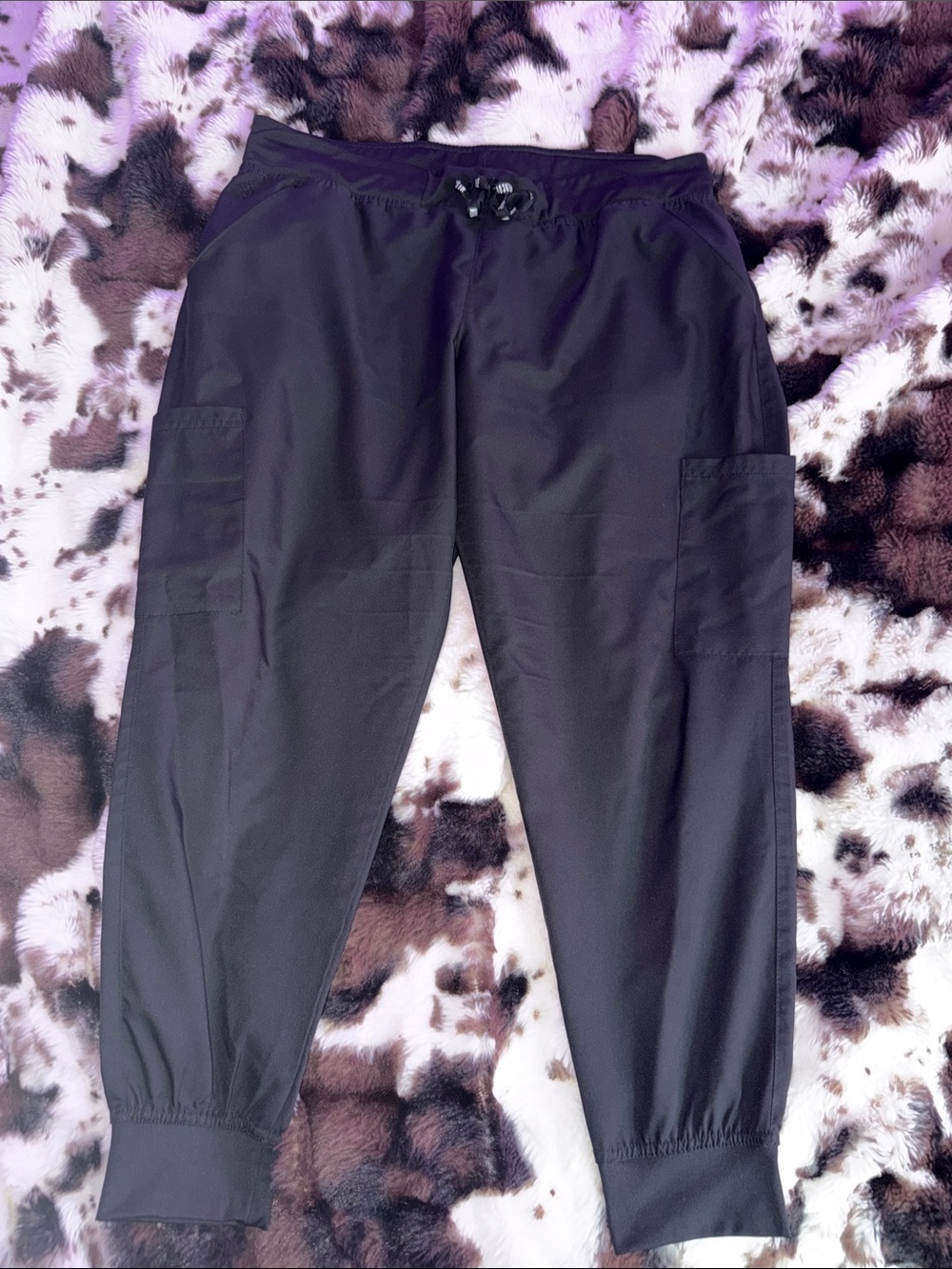 Med Couture Black Cargo Jogger Pants with Drawstring